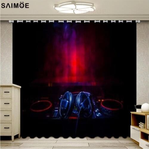 Unique DJ MUSIC Window Curtains For Living Room Vintage Blackout Curtain Bedroom Ultra-thin Micro Shading Cortinas