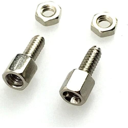 10pcs RS232 Screw DB9 Nut for D-Sub DB9 VGA COM Serial Connector 5MM+7MM RS232 Hex Head Spacing Screws With Nut