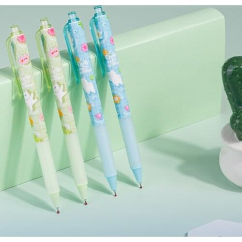 12pcs gel pencils 0.5mm black cartoon female pen can hide full needle tube cartoon student pen office supplies office items and