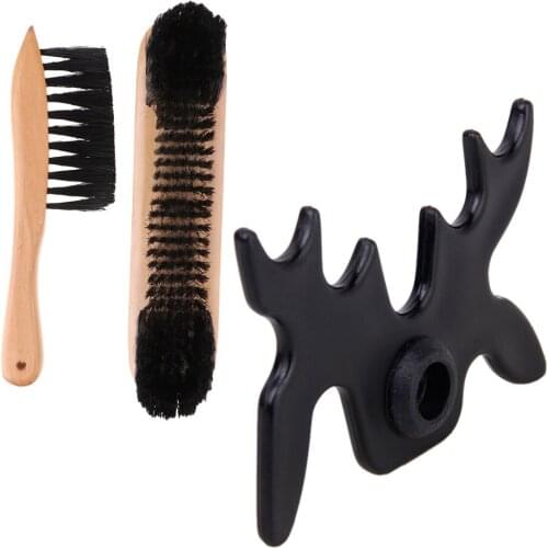 2pcs Snooker Billiard Rail Brush Felt Cleaner with One Free Moose Head Pool Cue Bridge 9 Slip-On Moosehead Bat Stick Holder