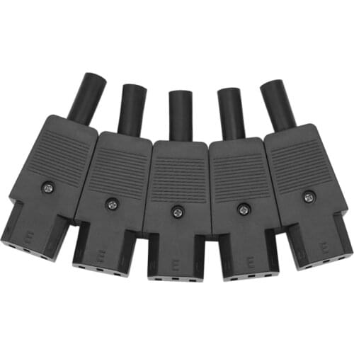 5PCS IEC 320 C13 Female Plug Adapter 3pin Socket Power Cord Rewirable Connector