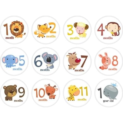 69HE 12 Pcs Baby Monthly Stickers Milestone Card Gender Track Baby First Year Month