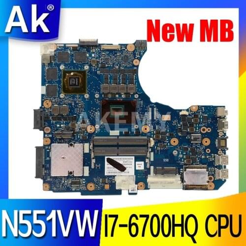 Akemy N551VW Laptop motherboard For Asus ROG N551V G551V G551VW FX51V FX51VW original mainboard HM170 I7-6700HQ GTX960M/4GB