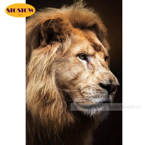 SIOSIOW 5d Diy Diamond Painting Full Square Lion Head Cross Stitch Diamond Embroidery Animals Pictures Rhinestnes Handwork Hobby