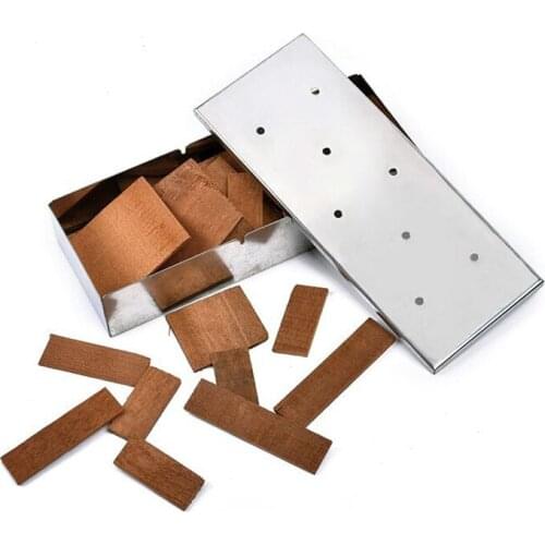304 Stainless Steel BBQ Cold Smoke Generator Wood Chip Smoker Box Gas Grill Barbecue Smoking Box with Lid Accessories Cook Tools