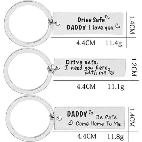 Drive Safe Keychain I Love You Dad Keyring Charm Family Jewelry Fathers Day Gift