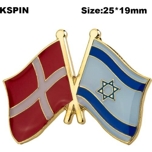 Denmark & Israel Friendship Flag Badge Flag Brooch National Flag Lapel Pin International Travel Pins Collections XY0577-1