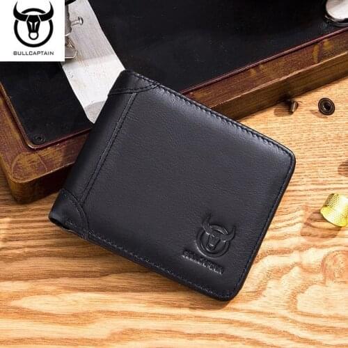 Business Casual Mens Short Wallet RFID Genuine Leather Purse Multi-card Position Photo Album Drivers License Card Holder
