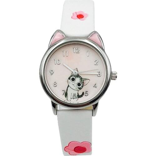 Kids Watches Childrens Watch Warm Little Cute Cat Fresh Cheese Private House Cat Cute Cartoon Student Quartz Watch Girls Watch