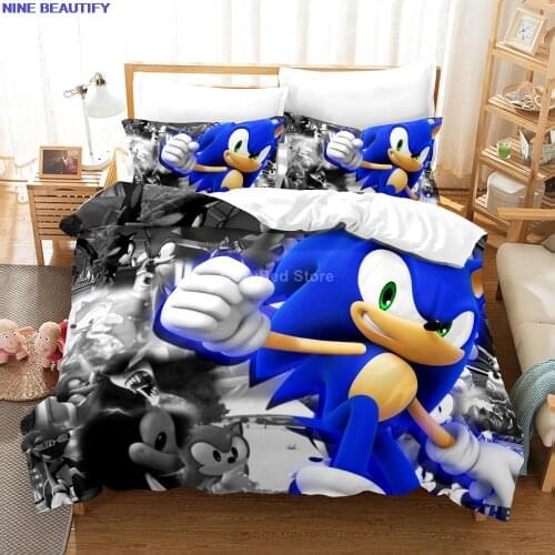 Kids Bedding Set Cartoon Hedgehog Game Figure Duvet Cover Sets Comforter Bed Linen Twin Queen King Single Size Dropshipping Gift