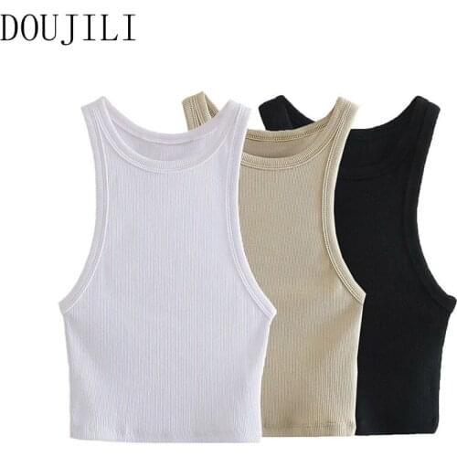 DOUJILI Casual Wear Tops Solid Color Sleeveless Soft Cotton Tank Top Tees For Women Ladies Camis