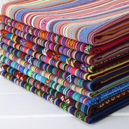 100x150cm Ethnic Style Cotton Linen Fabric Textile Patchwork Sofa Cover Pillow Hotel Bar Tablecloth Curtain Decor Craft Material