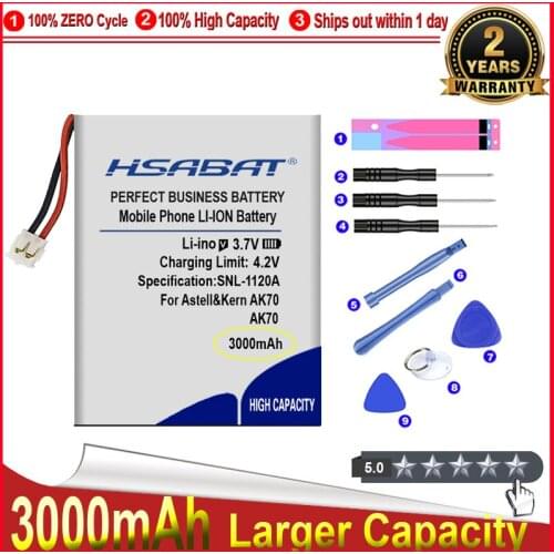 HSABAT 0 Cycle 3000mAh Battery for IRIVER Astell & Kern AK70 & Mark II Player Replacement Accumulator