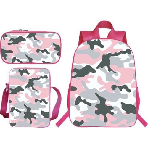 Camouflage Backpack 3Pcs/Set Students Teenagers Everyday Bookbags Children Bags Pencil Case Shoulder Bag Back To School Gift