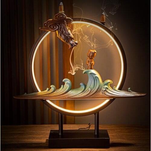 Ceramic Incense Burner Holder Dragon Smoke Fountain Incense Burner Candle Aroma Zen Garden Incensario Home Decoration YD50XL