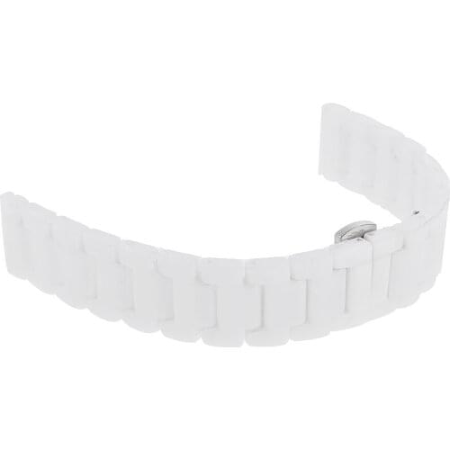 Ceramic Watchband Link Replacement Watch Strap Bracelet Metal Buckle 16-18mm