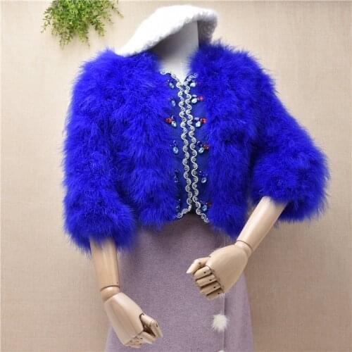 Winter Top mujer femme crop top fashion colorful beading velvet seven sleeves short style cardigans fuzzy coat jacket autumn