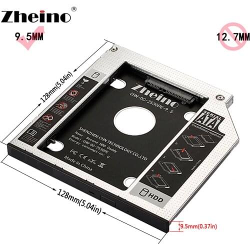 Zheino 9.5mm 12.7mm 9.0mm 2nd Caddy SATA 3.0 Adapter Enclosure Fit 2.5" SATA HDD SSD For laptop ODD DVD/CD-ROM Optibay