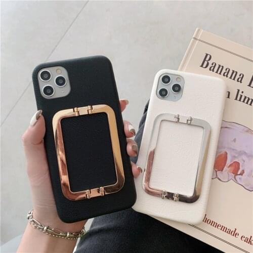 Metal square buckle bracket leather case For iphone 12 12Pro Max 11 11Pro Max X XR Xs max 7 8Plus SE protective case cover