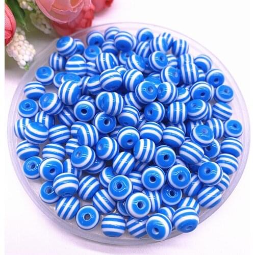 6/8/10/12mm Round Resin Beads Stripe Spacer Beads for Jewelry Making Children Handcraft Department DIY Bracelet Accessories #06