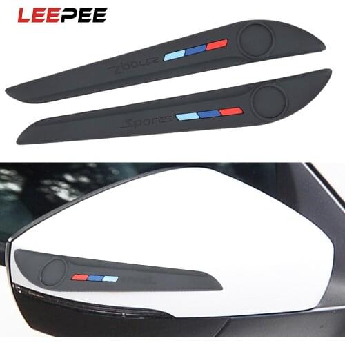 LEEPEE 2 Piece/set Car Door Side Edge Protector Bumper Rear View Mirror Anti-Collision Strip PVC Scratch Sticker Car-styling