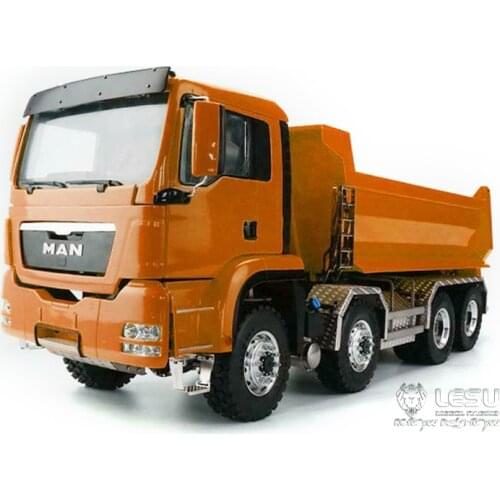 LESU 8*8 Front Hydraulic Lifting Dumper Truck 1/14 RC DIY MAN Model Painted Orange ESC THZH0485