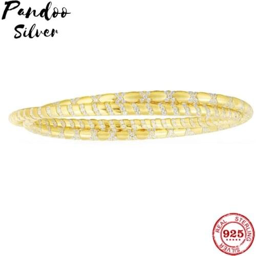 Fashion Charm Sterling Silver Copy 1:1 Copy,Yellow Silver Intertwined Hoop Bangle - Yellow Silver Women Luxury Jewelry Gift