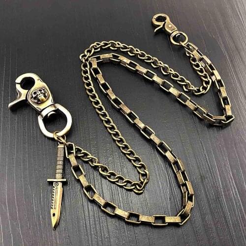 Men Heavy Gunmetal Waist Biker Skull Wallet Key Chain Rock Punk Trousers Motorcycle HipHop Leather Pant Jean Chain DR223