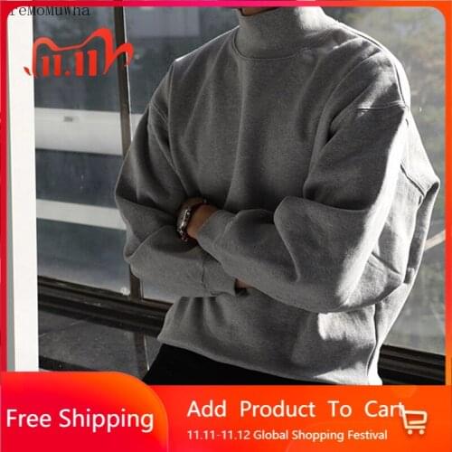 AreMoMuWha 2019 Spring New European and American Fashion Hoodies Mens Long Sleeve Loose Gold Velvet Plus Velvet High Collar