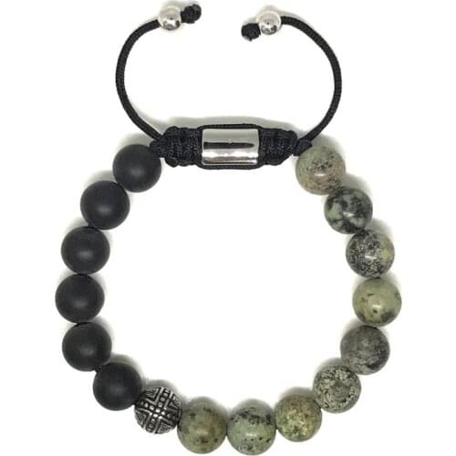 New Arrivals IRBACOO Men Bracelet Stainless Steel Ornament Agate African Turquoise Beads Jewelry For Male