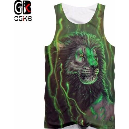 OGKB New Summer Women/men Cool Print Lion King 3D Tank Top Unisex Hiphop Sexy Bodybuilding Fitness Sleeveless Jersey Undershirt
