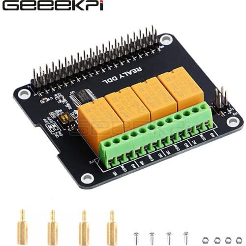 GeeekPi Original 4 Channel Relay Hat Board For Raspberry Pi 4B/ 3B+ (Plus) / 3B / 2B