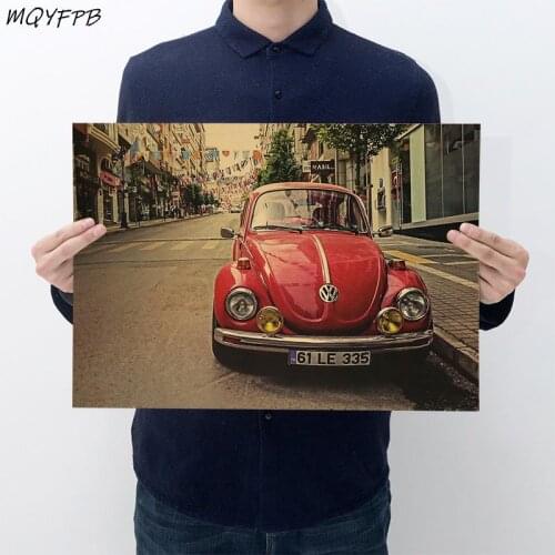 Retro Street Car Kraft Paper Poster Home Room Wall Decoration Painting Core 50.5x35cm