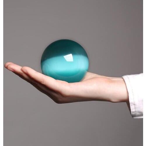 Rare Natural Quartz Bule Cat Eye Crystal Healing Ball Sphere Divination Energy Stone Photography Room Decorative