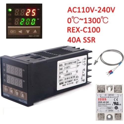 REX-C100 Digital Alarm PID Temperature Controller Machine 0℃~1300℃ AC110-240V
