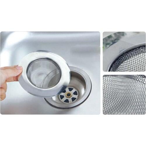 2PC Household Stainless Steel Sink Strainer Metal Filter Bath Drain Filter Waste Screen Kitchen Supplies Bathroom Accessories