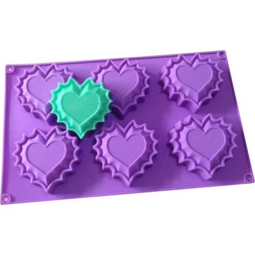 1/6 Hole Love Heart Shape Silicone Soap Molds Resin Liquid Mold New Crystal Cake Molds DIY Candle Making Tool Heart Soap Mold