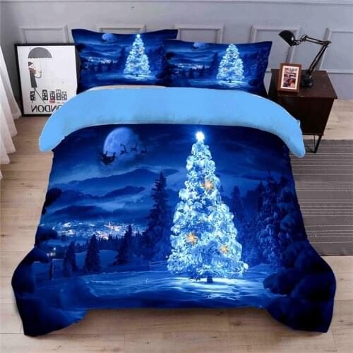 Blue Christmas tree 3D bedding set Duvet Covers Pillowcases twin 4pcs full quenn king comforter bedding sets bed linen