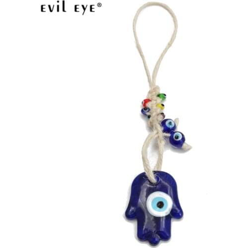 EVIL EYE Glass Blue Turkish Evil Eye Bead Pendant Wall Hanging Fatima Hamsa Hand Decoration for Home Living Room Car BE255