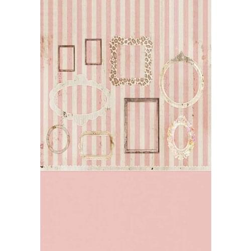 TR Photography Background Indoor Pink Stripes Frame Newborn Baby Princess Vinyl Photo Backdrops Heidi Hope Background