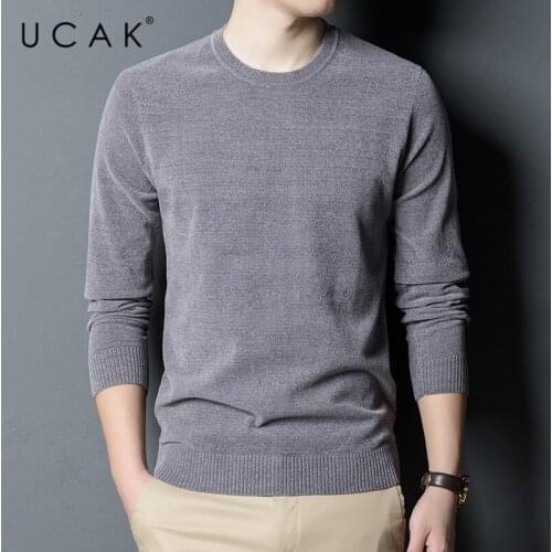 UCAK Brand New Fashion Chenille Thin Sweater Men Clothes Spring New Arrivals O-Neck Solid Color Streetwear Pullover Homme U1044