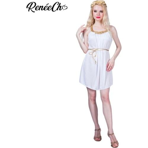 Halloween Costumes For Women Grecian Dress White Greece Toga Goddess Cosplay Sexy Fancy Dress For historical Carnival Party