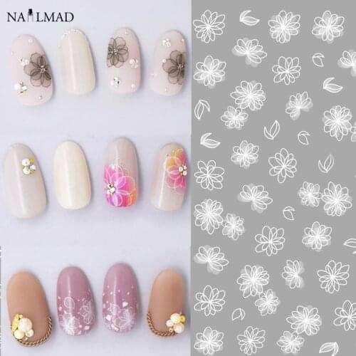 1 sheet White Butterfly 3D Nail Art Stickers Lace Flower Full Nail Stickers Nail Decals
