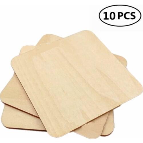 10pcs 80mm 3.14inch Blank Round Corner Square Wooden Pieces Unfinished Unpainted Wood Sheets for Wood DIY Craft Carving