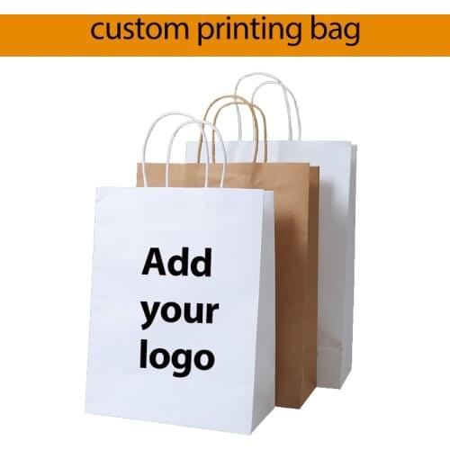 200pcs custom paper bag with printing shopping bag 140gms printed paper bag with your logo high quality