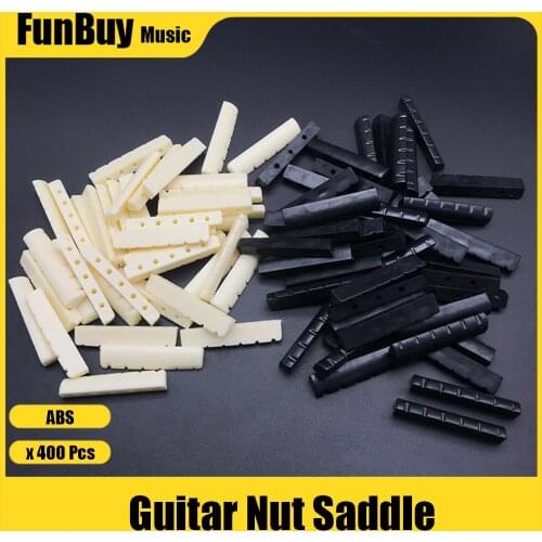 400pcs ABS Acoustic Guitar Bridge Nut and Saddle Folk Guitar Plastic Bridge Saddle Nut for 6 String Guitar
