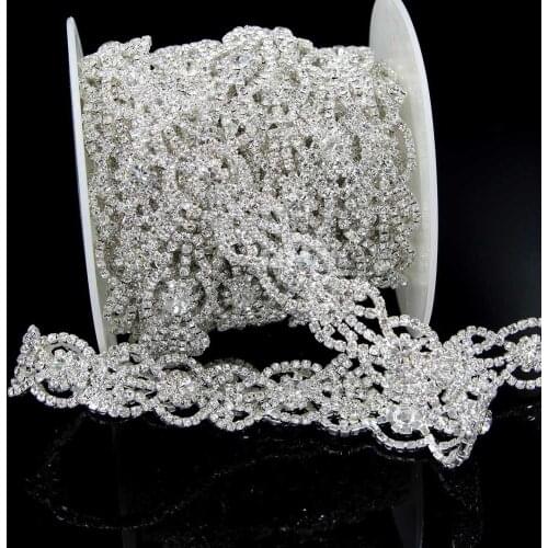 5Yards Crystal Brass Rhinestone Chains DIY Crafts Rhinestones Cup Trim Trimming Diamond Ribbon