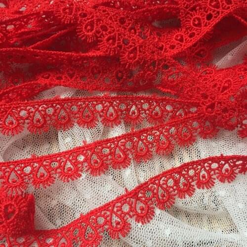 5yards/lot wide 1.5cm red Eyelashes lace trim flower red water - soluble lace fabric handmade diy clothes accessories SC192