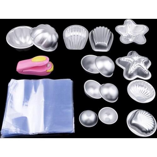 7 Set Aluminum Bath Bombs Mould Molds Shrink Bags/ Capper /Bath Toys for Homemade Bath Bombs DIY Soap Candles Cake Making Tools