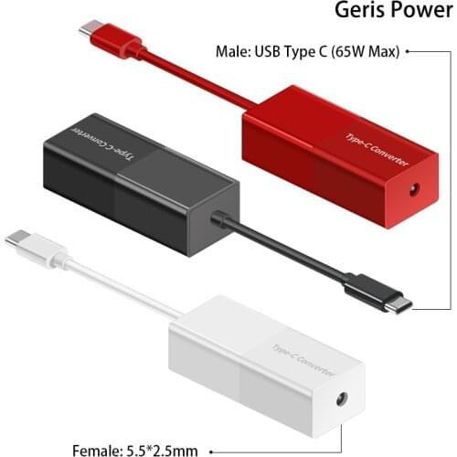 65W USB Type C Adapter Converter 5.5X2.5mm Female to USB C Charging Cable Adapter for Macbook Lenovo Asus Hp Laptop Tablet Phone